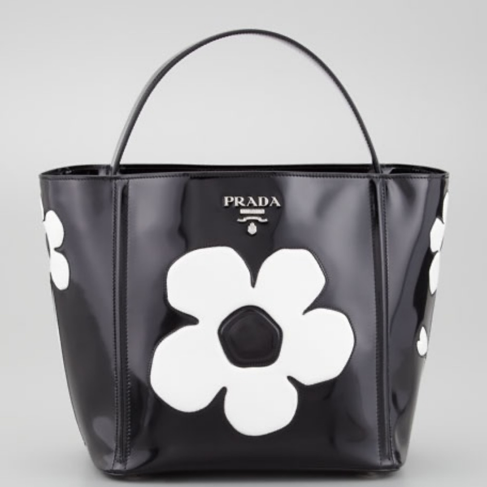 Prada Spazzolato Floral Open Bucket Bag